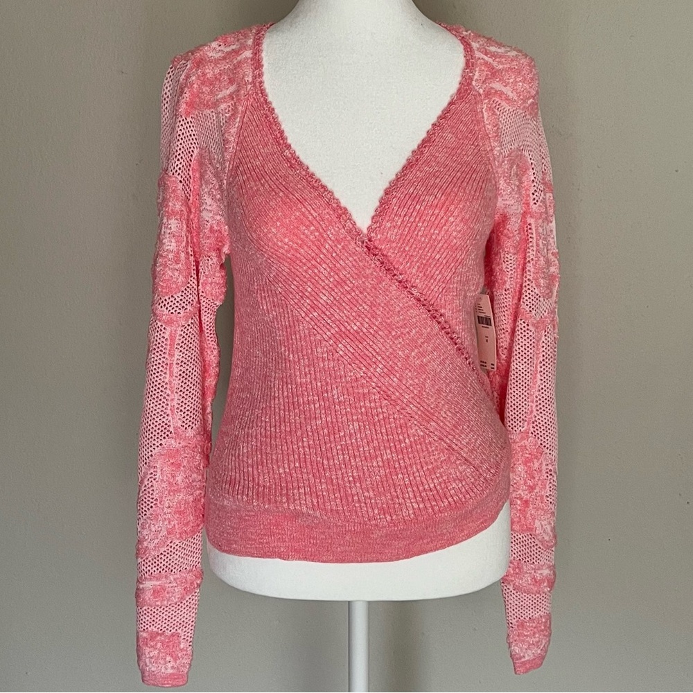 Anthropologie Pink Wrap Sweater